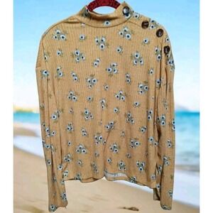 Eye Candy Long Sleeve Blouse Yellow Flowers Size M